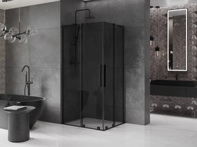 Mexen Velar L Duo, sprchový kút s posuvnými dverami 90 x 80 cm, 8mm šedé sklo, čierna matná, 871-090-080-02-43-70