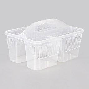 Organizér na čistiace potreby, delený košík, transparentný TINA 30 x 23 x 17 cm