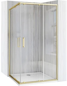 Rea City, sprchovací kút s posuvnými dverami 100(dvere) x 80(dvere) x 190 cm, zlatý matný profil + čierna sprchová vanička Savoy, KPL-K74502