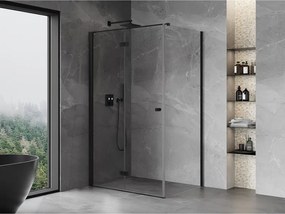 Mexen Mist-F T, 1-krídlový skladací sprchový kút ľavý 85 x 95 cm, číre sklo, čierny profil, 8A6T-085-095-70-00-L