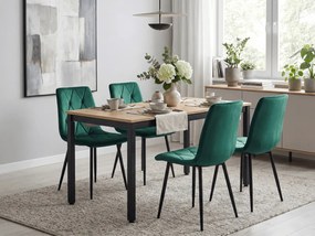 AKCIA Tmavozelená zamatová jedálenská stolička LIBRA s čiernymi nohami II. akosť