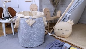 Detský kôš na hračky STARS - šedý/béžový