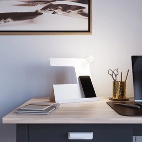 Stolná lampa Incline, biele telo svietidla