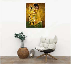 Nástenná reprodukcia na plátne Gustav Klimt The Kiss, 30 × 40 cm