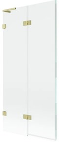 Mexen Lunar L, 2-krídlová vaňová zástena ľavá 90 x 150 cm, číre sklo, zlatá matná, 897L-090-100-55-00-L