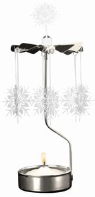 Pluto Design Rotujúci svietnik Silver / White Snowflakes