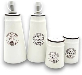 Zeller Present Keramické dávkovače na olej a ocot, soľnička a korenička Súprava CERAMIC, biela 4 ks