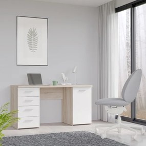 Písací stôl ARENO biela/dub sonoma