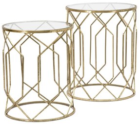 Okrúhle odkladacie stolíky v súprave 2 ks so sklenenou doskou ø 42 cm Tunisi – Mauro Ferretti