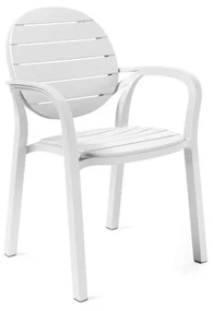 PALMA záhradná stolička s podrúčkami bianco/bianco