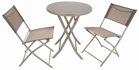 Dekorstudio Jumi Garden Balkónový skladací set na malý balkón 2x stolička a okrúhly stôl - béžový