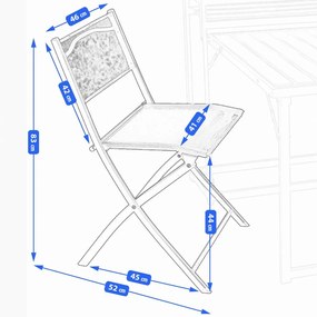 Zostava skladacieho balkónového nábytku v čiernej farbe