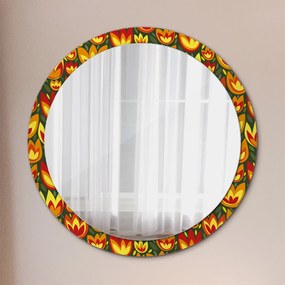 Okrúhle zrkadlo s potlačou Retro tulipány fi 100 cm