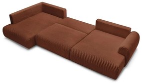 Menčestrová rozkladacia rohová pohovka v tehlovej farbe (pravý roh/do "U") Lucien – Bobochic Paris