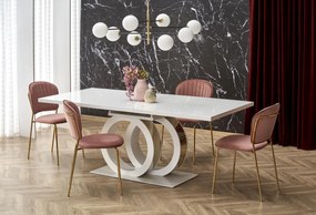 Rozkladací jedálenský stôl GALARDO 160/200 cm biely/zlatý
