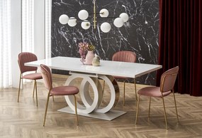 Rozkladací jedálenský stôl GALARDO 160/200 cm biely/zlatý