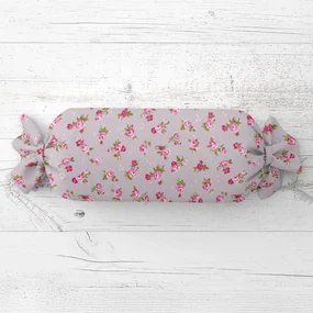 Biante Vankúš valec bonbon Sandra SA-343 Ružové ružičky na sivom 15x60 cm