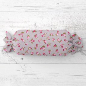 Biante Vankúš valec bonbon Sandra SA-343 Ružové ružičky na sivom 15x40 cm
