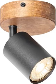 Priemyselný reflektor čierny s drevom naklápateľný - Jeana