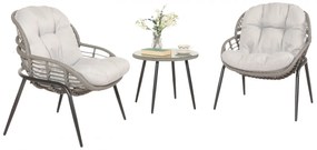 Súprava 2 kresielok a stolíka HWC-N33 - sivá, čalúnenie svetlosivá