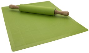 Silikónový valček s podložkou na cesto- zelený
