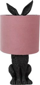 Čierna stolná lampa králik s ružovým tienidlom Rabbi - Ø 20*43 cm