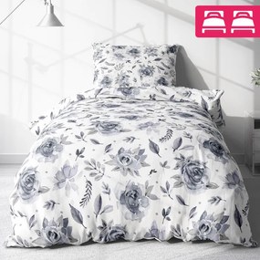 KREPOVÉ bavlnené obliečky Homa ROSE BLUE sada na dve postele 140x200 cm