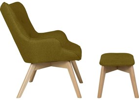 Zelené kreslo s podnožkou Niko – Ropez