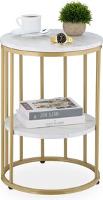 Príručný stolík s mramorovým vzhľadom RD51108, bielo-zlatá