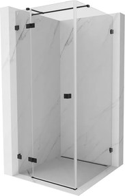 Mexen Lunar T, sklápací sprchový kút ľavý 120 x 120 cm, 8mm číre sklo, čierny profil, 834T-120-120-70-00-L