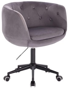 LuxuryForm DESIGN Kreslo MONTANA VELUR na čiernej podstave s kolieskami - sivé