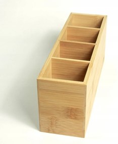 Bambusový organizér, stojan, 4 priehradky na stojace predmety, SELENA