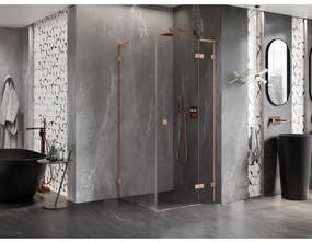 Mexen Lunar, L výklopný sprchový kút pravý 70 x 70 cm, 8mm číre sklo, profil medená matná, 834L-070-070-65-00-P