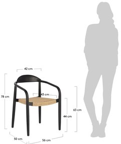 Béžovo-čierna záhradná stolička z eukalytového dreva Kave Home Glynis