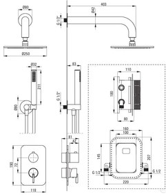Deante Silia, sprchová súprava pod omietku, zlatá matná, DEA-BXYYRQSM