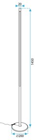 Toolight Toolight, LED podlahová lampa 145cm, 12W, APP1416-F, zlatá lesklá, OSW-05416