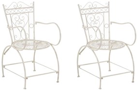 Kovová stolička Sheela s područkami (SET 2 ks) - Krémová antik