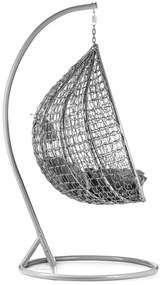 Sivé závesné kreslo KOKON so stojanom