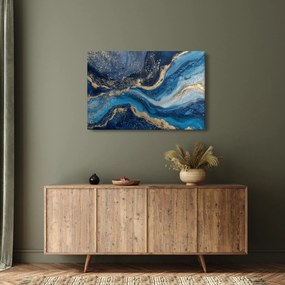 Obraz - Modrozlatý abstraktný mramor (90x60 cm)