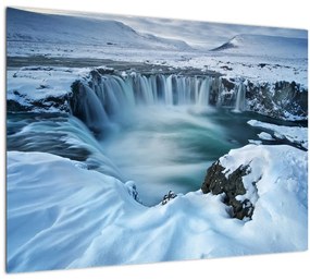 Sklenený obraz - Vodopád Bohov, Island (70x50 cm)
