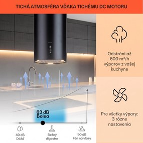 Klarstein Bolea, digestor, 38 cm, ostrovčekový, 651 m³/h, LED, filtre s aktívnym uhlím, nehrdzavejúca oceľ