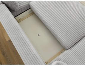 Svetlosivá menčestrová rozkladacia/s úložným priestorom rohová pohovka (pravý roh/do tvaru "U") Lucien – Bobochic Paris