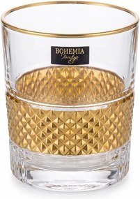 BOHEMIA PRESTIGE ELEGANTE ROYAL GOLD POHÁR NA WHISKY 340ML SADA 6KS