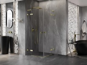 Mexen Lunar, L Duo výklopný sprchový kút 85 x 85 cm, 8mm číre sklo, zlatý profil, 834L-085L-085P-50-00