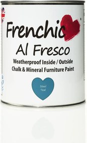 Matná tmavomodrá kriedová farba do exteriéru Frenchic Al Fresco Steel Teal 750 ml