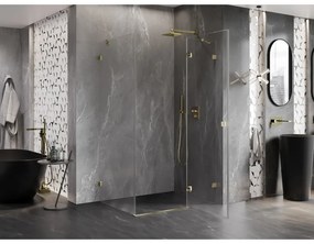 Mexen Lunar, výklopný sprchový kút pravý 80 x 70 cm, 8mm číre sklo, zlatý profil, 834-080-070-50-00-P
