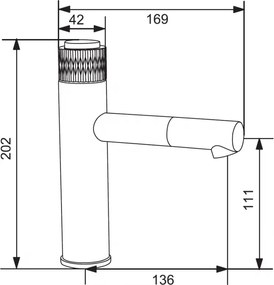 Mexen Diamond, umývadlová batéria h-202, čierna matná, 71500-70