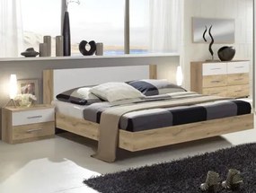 Posteľ s nočnými stolíkmi Nora 180x200 cm, doskový dub/biela%