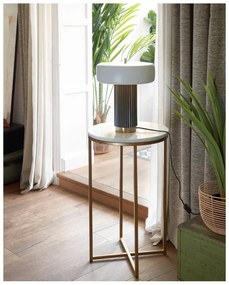 Bielo-zelená stolová lampa s kovovým tienidlom (výška 37,5 cm) Serenella - Kave Home