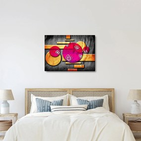 Abstraktný obraz s historickými symbolmi (70x50 cm)